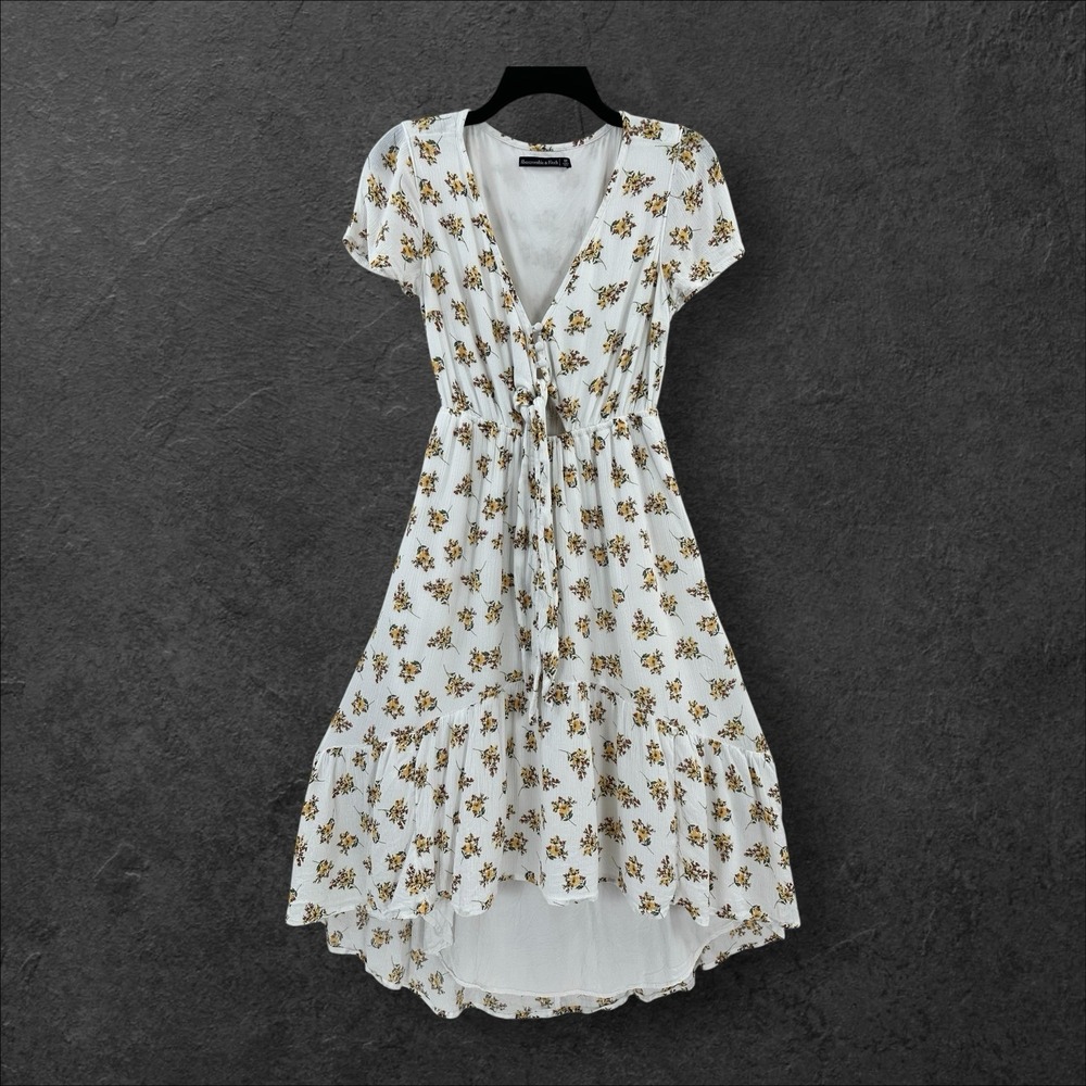 Abercrombie Fitch Floral Cream Dress Med Yellow Flowers Whimsy Fairy Cottagecore